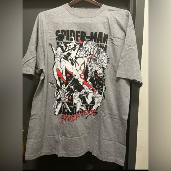 Spider-Man Other - Gray Spider-Man Across the Spider-Verse T-Shirt (Size 2XLT)